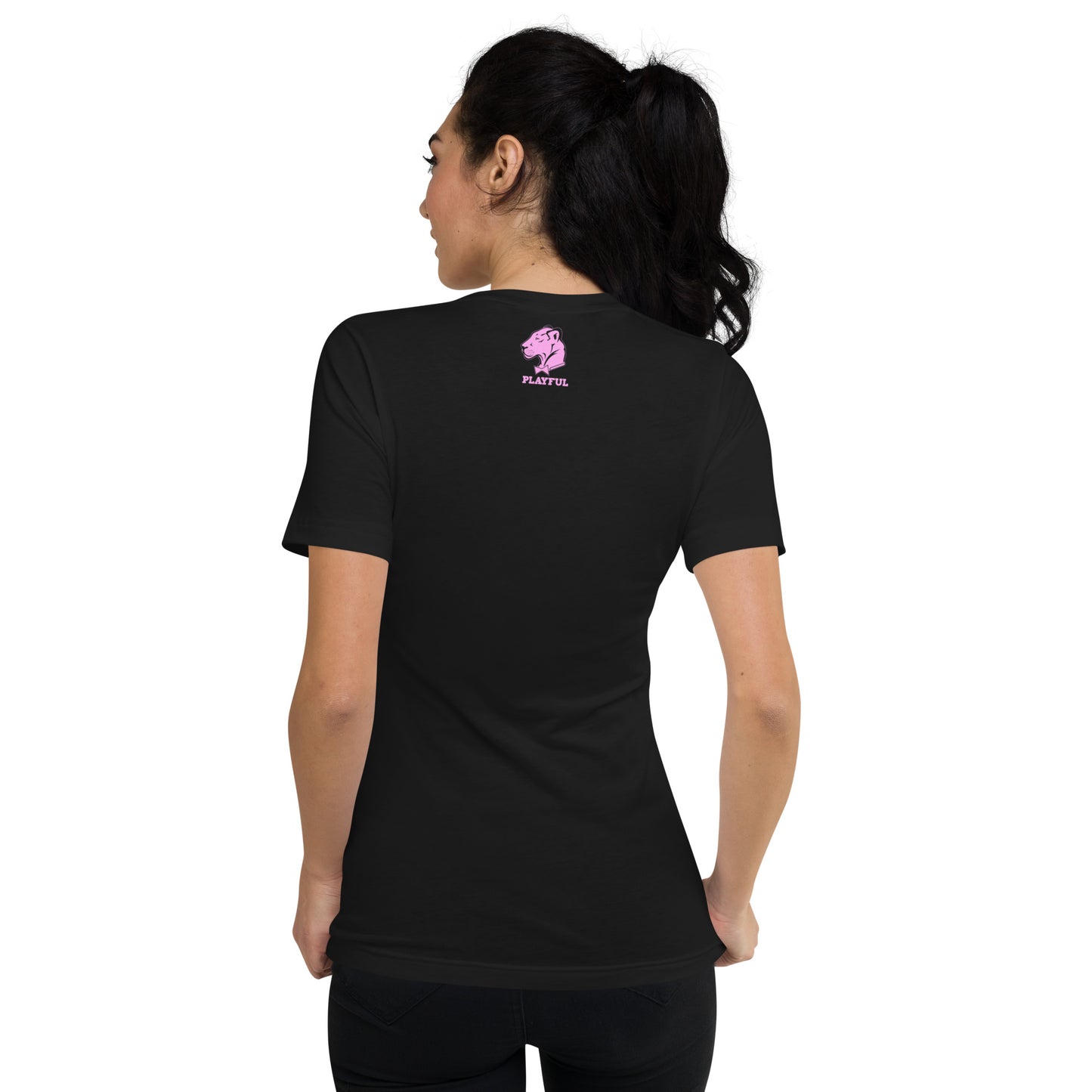 Playful Cougar Short Sleeve V-Neck T-Shirt
