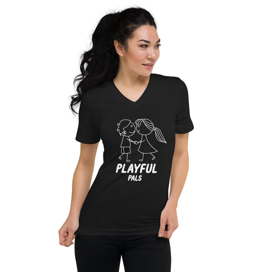 Playful Pals (Unisex) Short Sleeve V-Neck T-Shirt