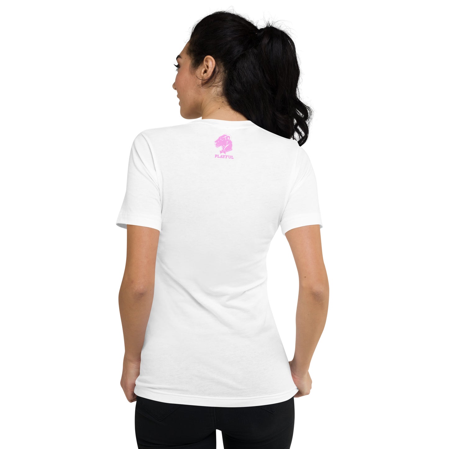 Playful Cougar Short Sleeve V-Neck T-Shirt