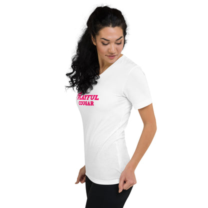 Playful Cougar Short Sleeve V-Neck T-Shirt