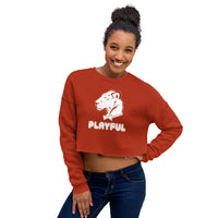 Playful Bubble White Logo Ladies Crop Sweatshirt