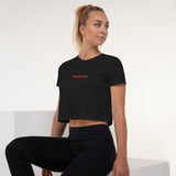 Playful Red Embroidered Crop Tee