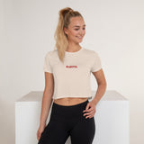 Playful Red Embroidered Crop Tee