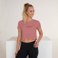 Playful Red Embroidered Crop Tee