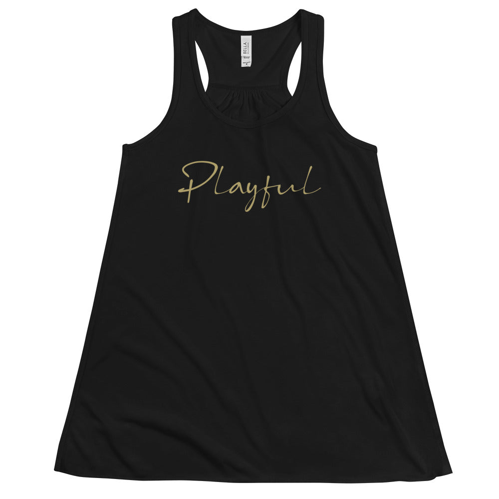 Playful Ladies Gold Signature Flowy Racerback Tank