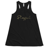 Playful Ladies Gold Signature Flowy Racerback Tank