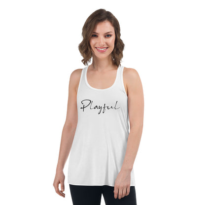 Playful Ladies Black Signature Flowy Racerback Tank