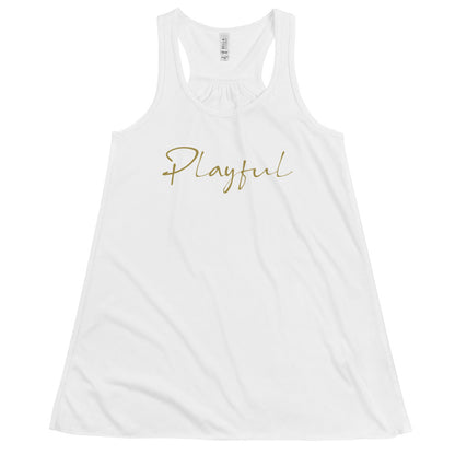 Playful Ladies Gold Signature Flowy Racerback Tank