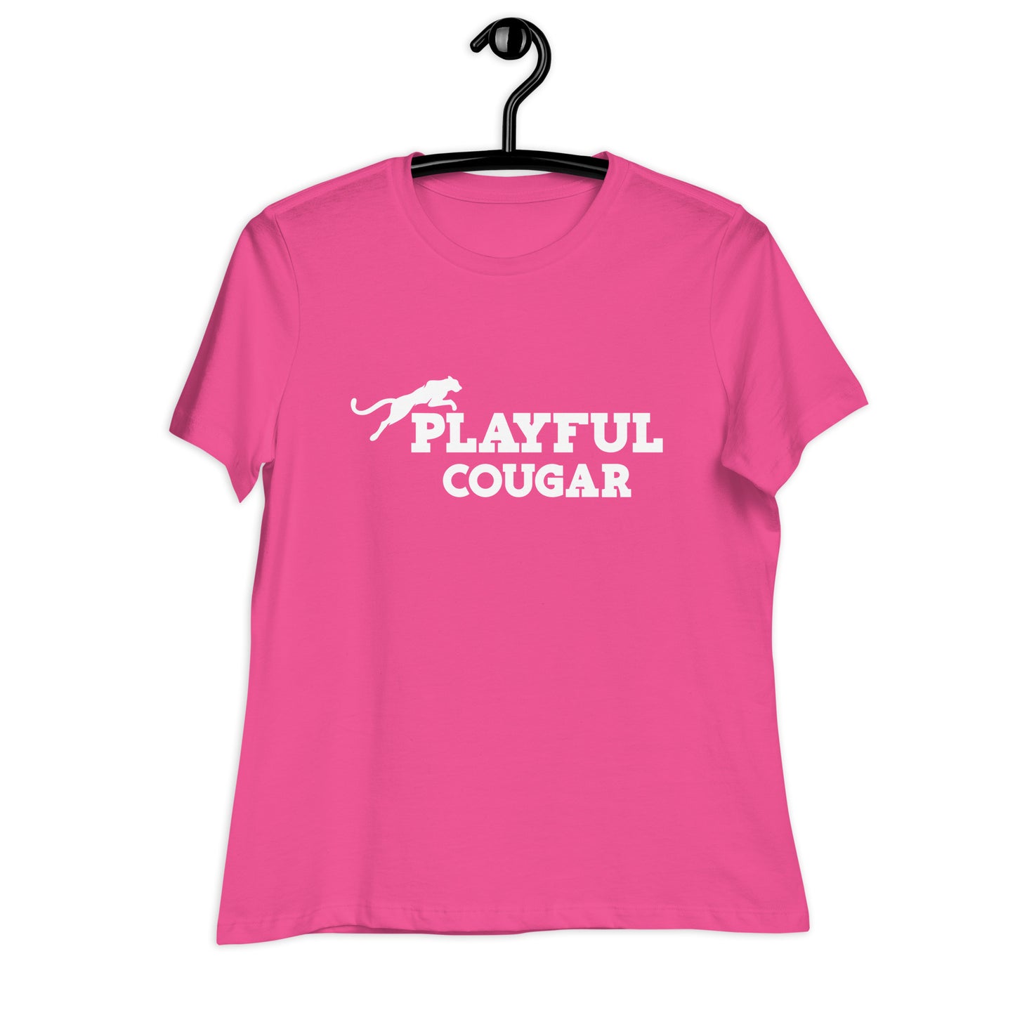 Playful Cougar (White) Ladies Relaxed T-Shirt