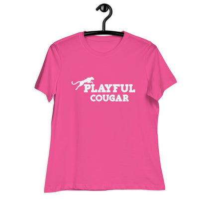 Playful Cougar (White) Ladies Relaxed T-Shirt