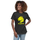 Playful Ladies Solid Yellow Logo Relaxed T-Shirt