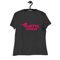 Playful Cougar (Pink) Ladies Relaxed T-Shirt