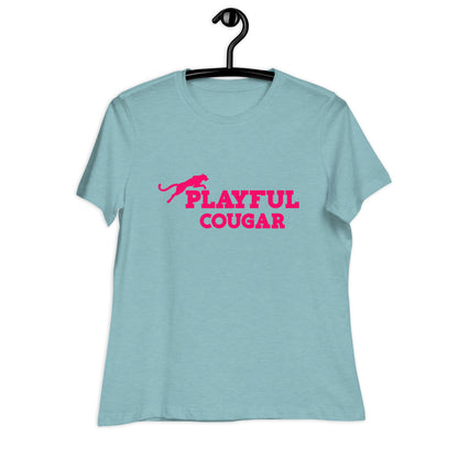 Playful Cougar (Pink) Ladies Relaxed T-Shirt
