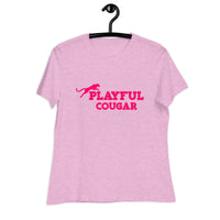 Playful Cougar (Pink) Ladies Relaxed T-Shirt