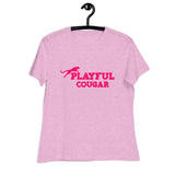 Playful Cougar (Pink) Ladies Relaxed T-Shirt