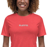 Playful Ladies Embroidered Relaxed T-Shirt
