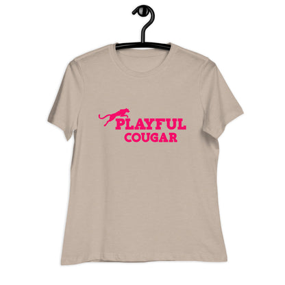 Playful Cougar (Pink) Ladies Relaxed T-Shirt