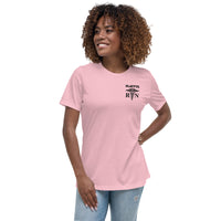 Playful Ladies Black Embroidered RN Relaxed T-Shirt