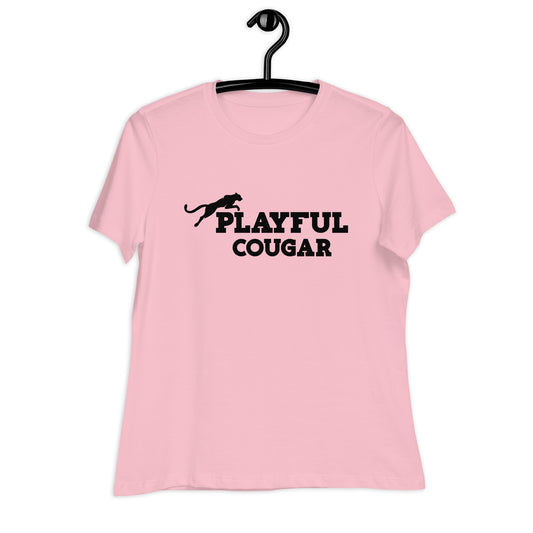 Playful Cougar (Black) Ladies Relaxed T-Shirt
