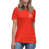Playful Ladies White Embroidered RN Relaxed Tee