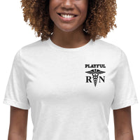 Playful Ladies Black Embroidered RN Relaxed T-Shirt